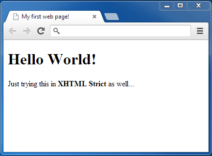 Hello World Strict XHTML Screen